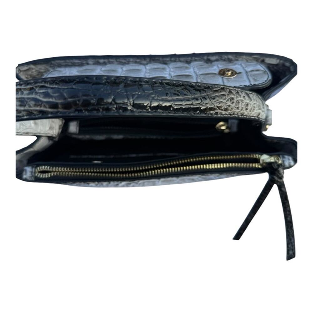 Black White and Gray Faux Crocodile Crossbody Bag Purse - Picture 4 of 6